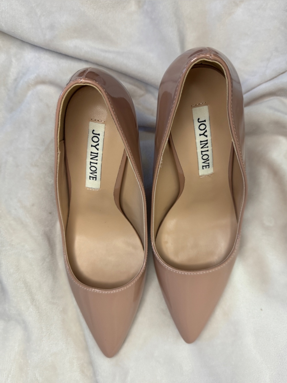 NIB JOY IN LOVE Women's Patent Pointed-Toe Pumps in Nude.  Sz. 5.5